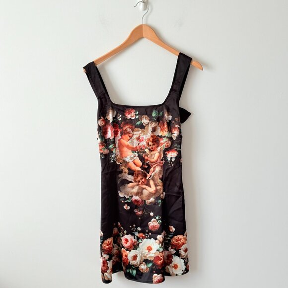 Urban Outfitters UO Bri Double Bow Sleek Satin Mini Dress Size Small - Picture 5 of 10